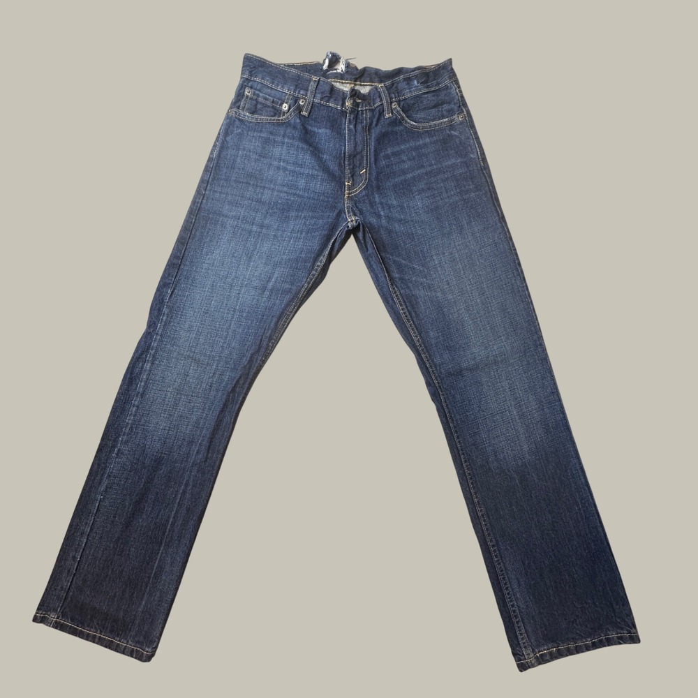 Levi's 514 Jeans Mens 30x30 Straight Fit Dark Wash Blue Cotton Denim Distressed